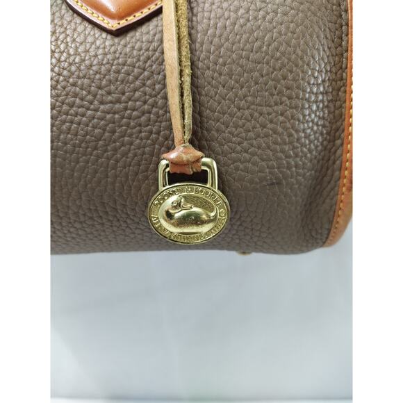 Dooney & Bourke Brown Gray Pebbled Leather Top Handle Satchel Shoulder Bag - Picture 6 of 16